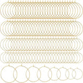 Pndeyo 120pcs Hypoallergenic Earring Beading Hoops, 20mm 25mm 30mm 35mm Round Hoop Earrings Findings, Open Earring Wire Ring Accessories for Jewelry Making- Gold