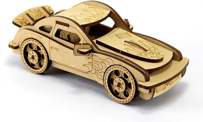 StonKraft 3D Wooden Puzzle Car - Wooden, DIY Kit, Build Your own, Construction Toy, Modeling Kit | MDF Toys Car