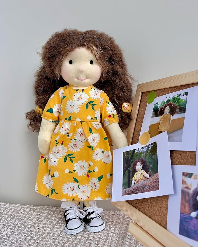 BlissfulPixie Dagmar 12" Soft Girl Rag Doll, Ideal First Doll for Babies & Toddlers