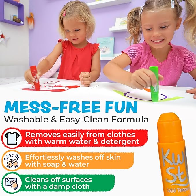 Kwik Stix Solid Tempera Paint Sticks – 12 Pack of Purple – Same Color Washable, Quick Dry (90 Seconds), ASTM Certified, Non-Toxic, Allergen-Free Kids & Toddler Art Supplies for Home, School & Crafts