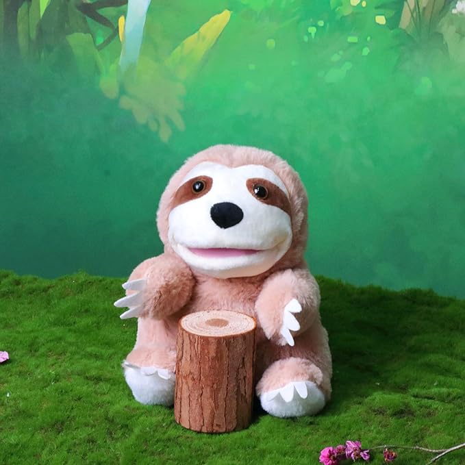 Easfan Sloth Hand Puppet with Movable Mouth Interactive Storytelling Cute Soft Plush Toy Creativity and Imagination Easter Christmas Birthday Gifts for Toddlers Kids,10’’