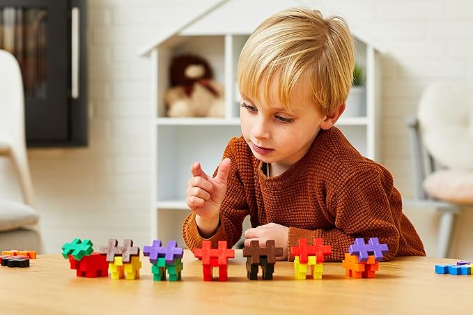 PLUS PLUS BIG - Open Play Set - 100 Piece - Basic Color Mix, Construction Building Stem Toy, Interlocking Large Puzzle Blocks for Toddlers and Preschool