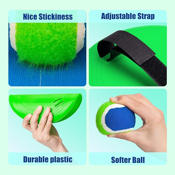EVERICH Upgraded Toss and Catch Ball Game Set, Outdoor Games for Kids Outdoor Toys Yard Games, Beach Pool Toys for Adults Family 4 Paddles 4 Balls, Great Gifts for Boys Girls 3 4 5 6 7 8-12 Years Old