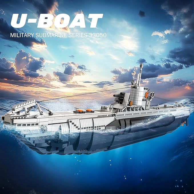 Reobrix U-Boat Submarine Building Set, Military Submarine Model Kit for Adults, WW2 History Collectible Home Decor Battleship Construction Set 33050, Army Toy Gifts for Boys Men, Military Fans