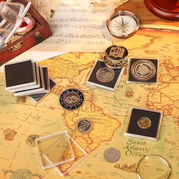 Uncle Paul 80 PCS Coin Capsules, Coin Snap Holders with 5 Sizes Black Gaskets 20/25/30/35/40mm, Clear Coin Cases for Coin Collection Supplies Silver Dollar Pounds Cents