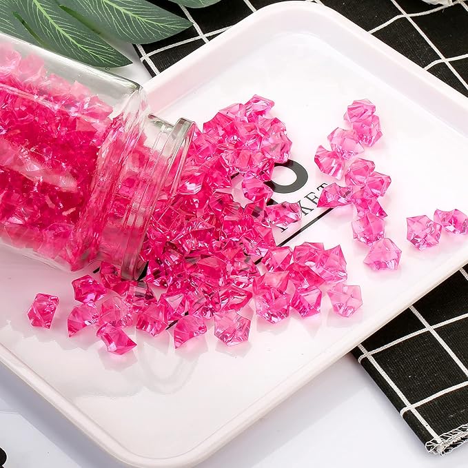 TeeLiy 150 PCS Acrylic Orange Crushed Ice Rock Crystals Treasure Gem Plastic Fake Ice for Vase Fillers Decoration, Table Scatters, Event, Wedding, Arts & Crafts, Home Birthday Decoration