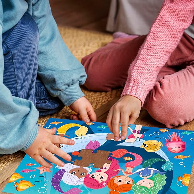 QUOKKA Puzzles for Kids Ages 3-5 - 30 Pieces Puzzles for Toddlers 2-4 - Mermaids Learning Jigsaw Puzzles for Kids 4-6 Years Old - Educational Toys for Boy and Girl