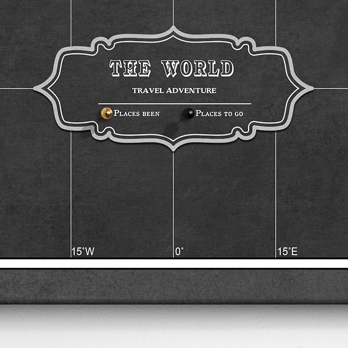 Canvas World Map with Cork Pin Board - English Lettering - Decorative Wall Decoration for All Rooms - Canvas Pictures with World Map Motif (120x80 cm, Pattern 7)