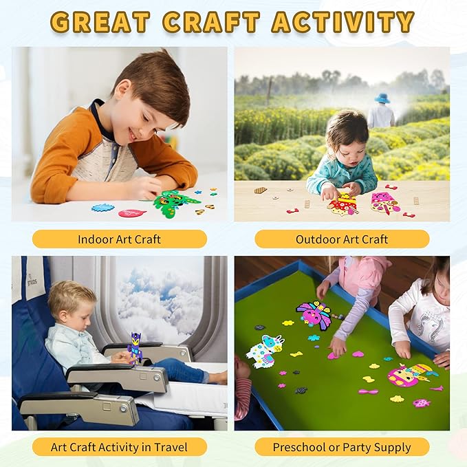 VKPI 4 Pieces EVA Foam Art Crafts Gift Kit, Creative Make Your Own Racing Cars, Cartoon Paper Craft Projects for Kids Ages 4+ Toddler, Preschool Learning Toy for Birthday Party Favor Supplies
