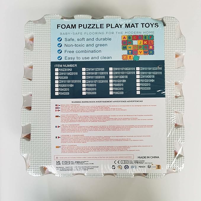 qqpp EVA Rubber 18 Tiles Interlocking Puzzle Foam Floor Mats - Baby Play Mat for Playing | Exercise Mat for Home Workout. Pink. QC-Cb18N