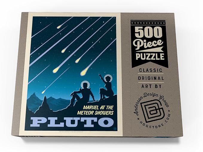 MyPuzzle Pluto: Meteor Showers, Vintage Poster - Premium 500 Piece Jigsaw Puzzle for Adults