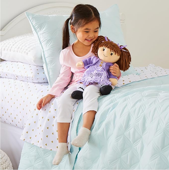 Let's Make Memories Personalized Rag Doll - Mini-Me Doll - Doll for Girls - Toy for Girls - Dark Brown Hair