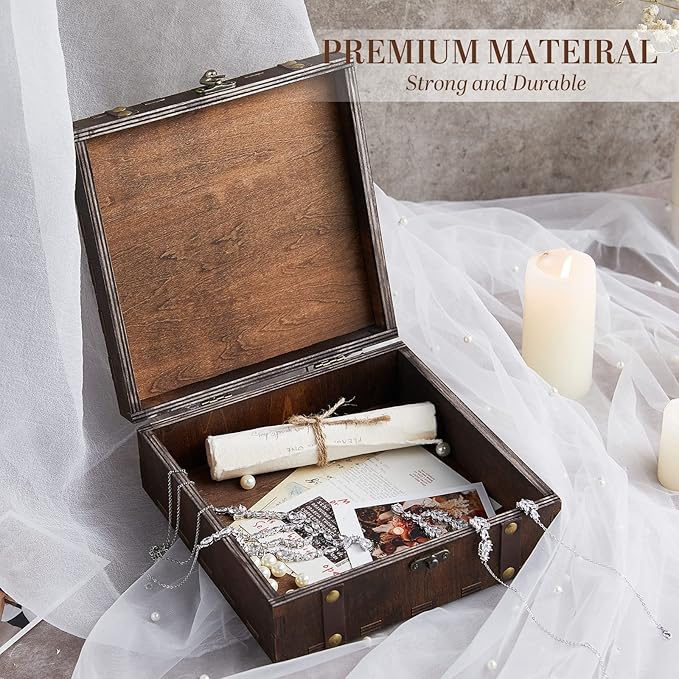 AW BRIDAL Personalized Wedding Keepsake Box Memory Box Wooden Storage Box for Trinkets Photos Jewelry Wedding Engagement Gifts for Couples//DK2201CPP67//