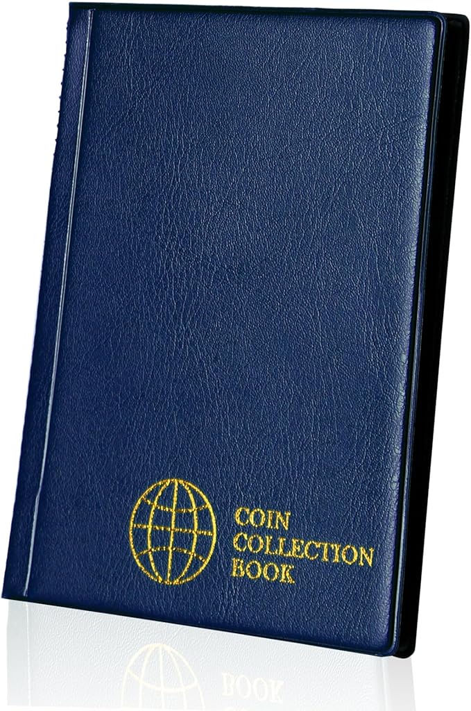 Coin Collection Album 120 Pockets - 3x3cm/1.2x1.2 inch Coin Holder Book Coin Storage Album Money Penny Pocket for Collectors Blue CS0112BL