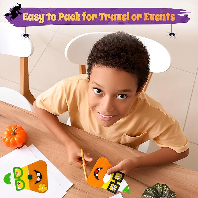 4E's Novelty Halloween Crafts for Kids (12 Pack) Goofy Candy Corn Magnet Foam Craft Kit - Bulk Fall Arts and Crafts for Toddlers, Halloween Classroom Activities for Party