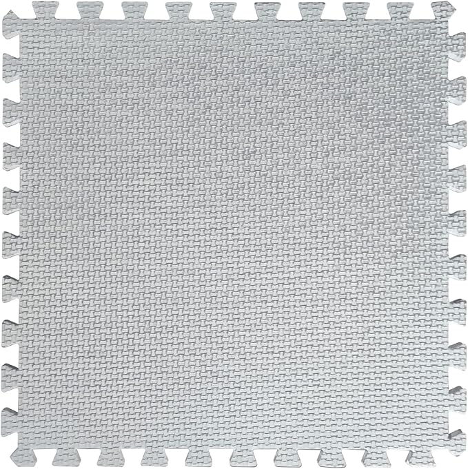 16pcs 0.6" Thickened Interlocking Tile Mats,Fluffy Shaggy Soft EVA Foam Area Rug for Living Room & Bedroom,Non-Slip Protective Floor Carpet Play Mat Kids Baby Dorm Home Decor (11.8ft, White)