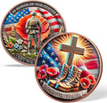 AtSKnSK Memorial Tribute Challenge Coin Some Gave All Lest We Forget Thank You for Your Service Military Coin (Poppy Military Boots, 1)