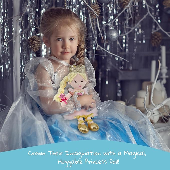 June Garden 12" Soft Baby Princess Doll Violet - Stuffed Cuddly Princess Plush Gifts for Toddler Girls - Violet Dress
