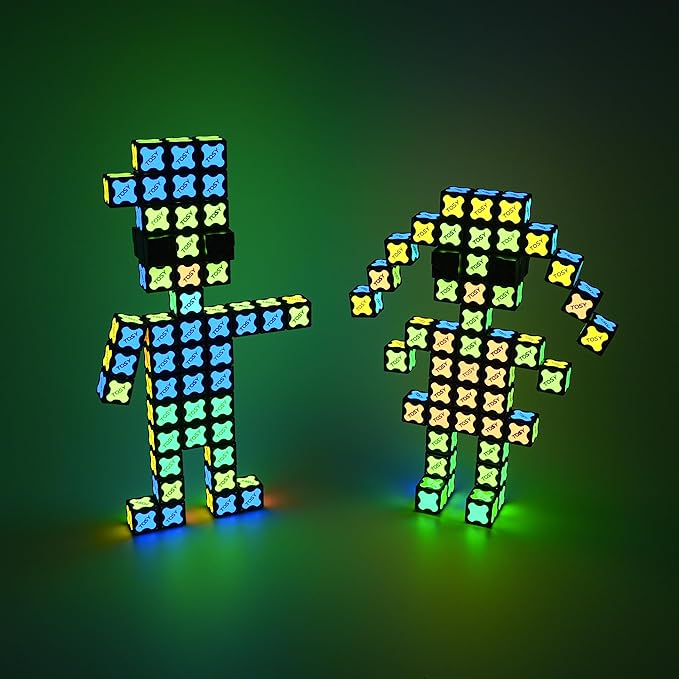TOSY Magnet Cube 2x2 - 8 Blocks, 2 in 1 Toy: 2x2x2 Puzzle Cube and Customizable Infinity Cube, Glowing, UV Flashlight, Fidget/Sensory/STEM/STEAM Magnet Tiles Birthday Gift for Kids/Teens/Adults
