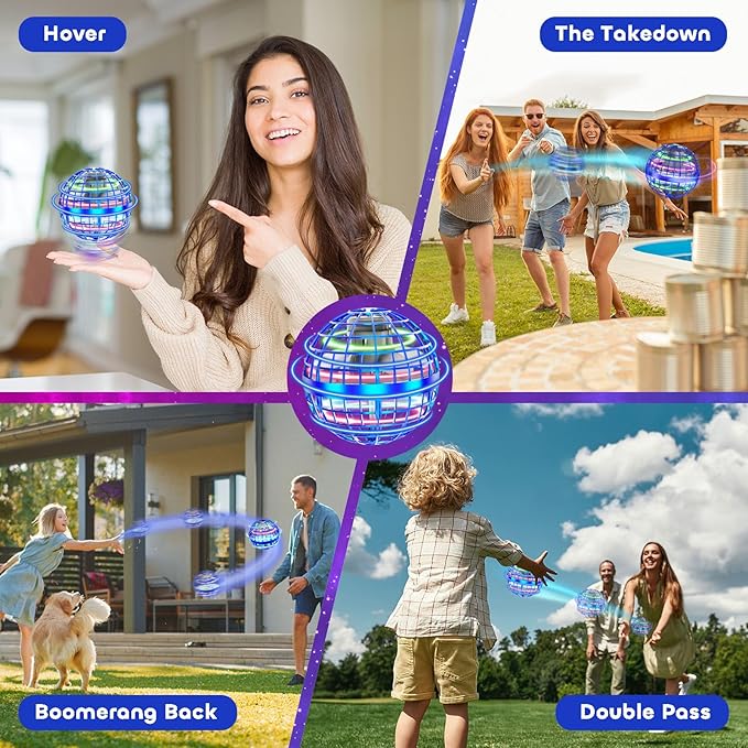 Tikduck Flying Orb Ball 2025 Toys Soaring Hover Boomerang Spinner Hand Controlled Mini Drone Cosmic Globe Spinning Kids Adults Outdoor Birthday Gift Cool Stuff for Boys Girls 6 7 8 9 10+ Year Old