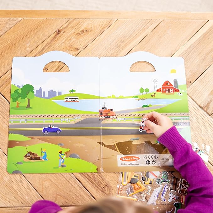 Melissa & Doug Vehicles Puffy Sticker Play Set Travel Toy with Double-Sided Background, 32 Reusable Puffy Stickers
