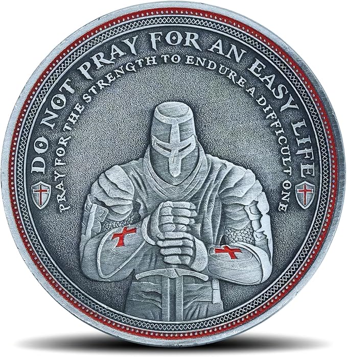 Christian Warrior Challenge Coin - The Knight Templar Coin Red Cross Religious Collection Coin