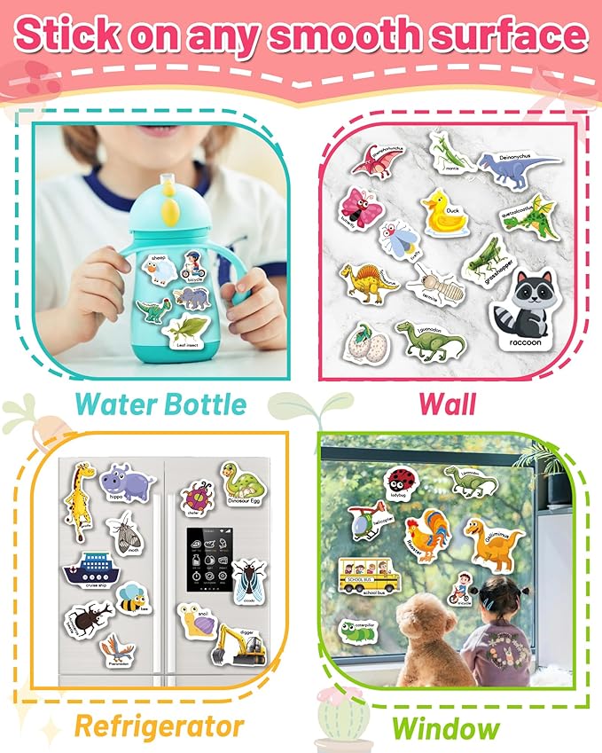 4 Pack Reusable Sticker Book for Toddlers, Toddler Sticker Book for Kids, Toddler Activities Crafts Preschool Learning Travel Birthday Gifts for Boys Girls
