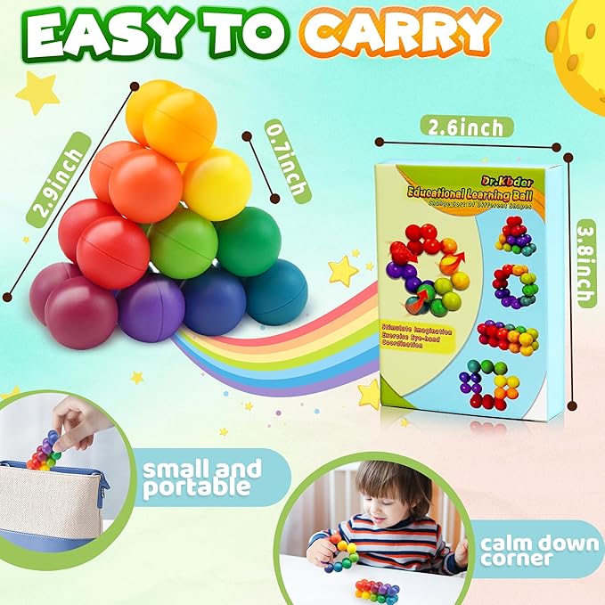 Autism Sensory Toy for Autistic Toddler Kids, Counselor Calm Down Pre-K Classroom Treasure Box Airplane Travel Activities Road Trip Fidget Ball for Age 3-5 5-7 3-4 4-8 Christmas Stocking Stuffer Gift