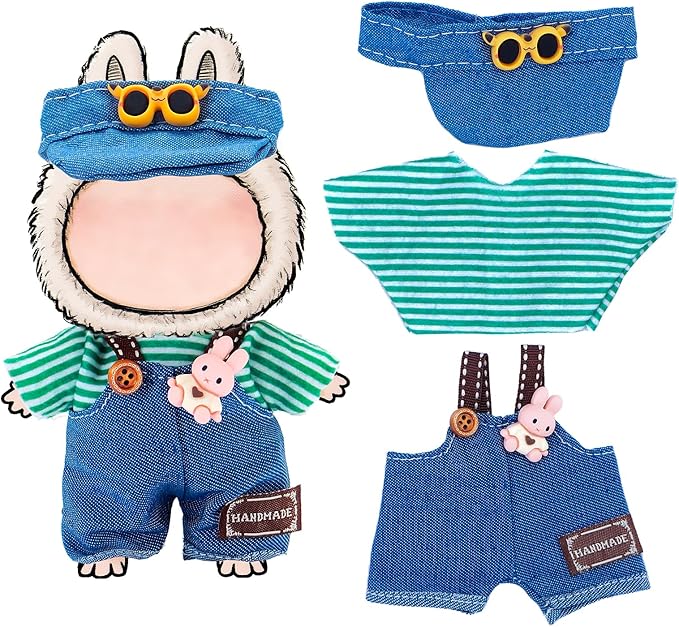 6 Sets Doll Clothes and Accessories for 17cm Plush Dolls - Dress Up Doll Clothing Set Replacement Outfit Collection Gifts for Children Over 3 Years Old（No Doll