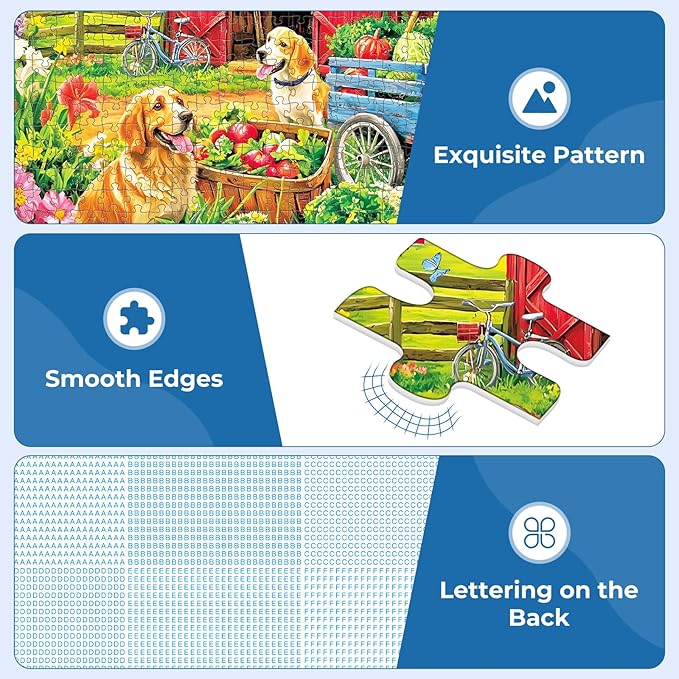 Puzzles for Adults 500 Pieces,Spring Farm Vegetable Theme Puzzle for Adults,500 Pieces Cute Golden Retriever Jigsaw Puzzles for Kids Seniors,Challenging Family Games & Holiday Party Gifts,20.5x15 in