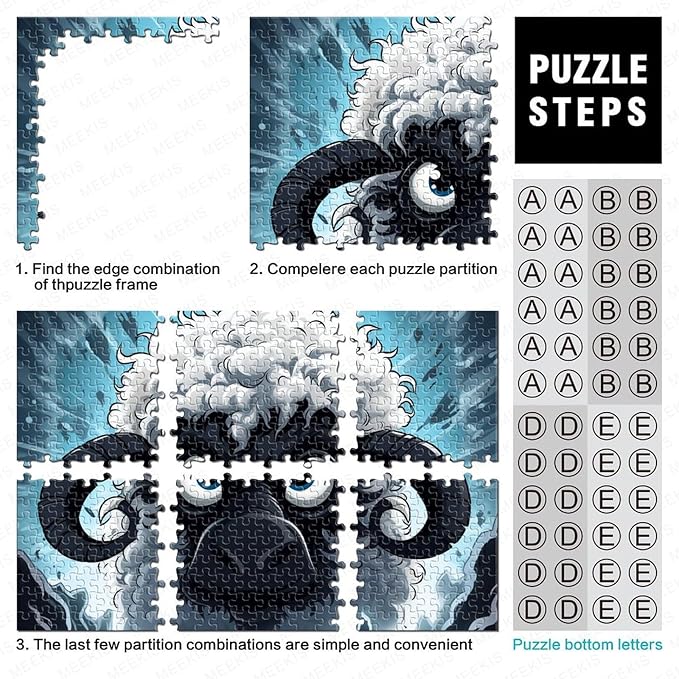 Sheep Thickened Wooden Jigsaw Puzzle for Adults Fun 1000 Piece 3D Animal Toy Intellectual Game Home Decoration Education Game Stress Relief Relaxation and Intelligence 1000pcs (75x50cm)