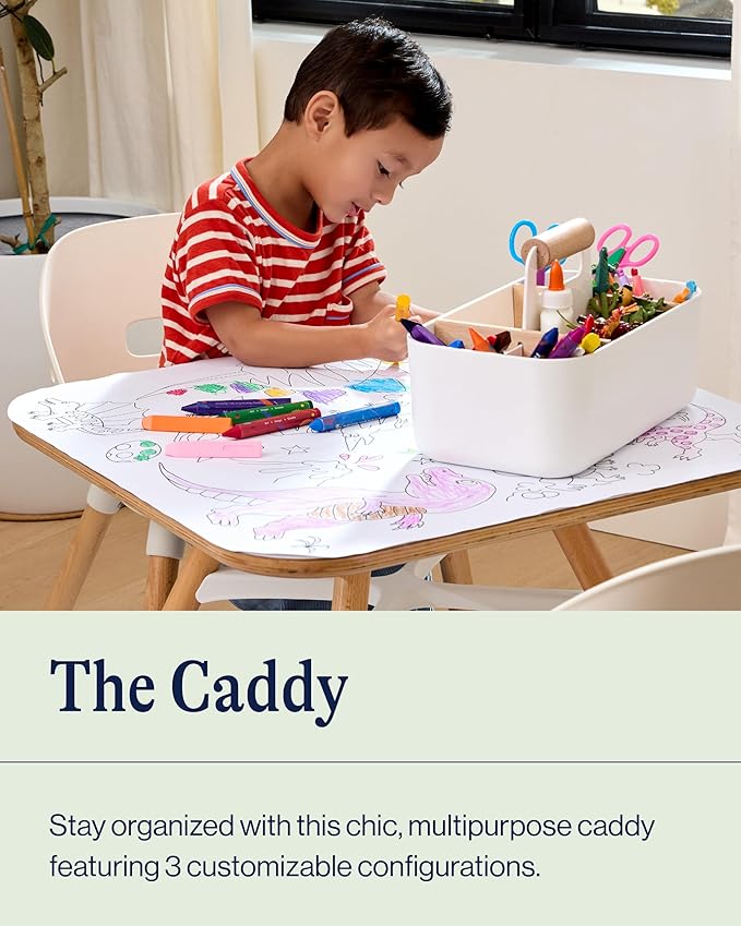 Lalo The Caddy - Multi-Purpose Storage Solution with Removable Dividers, Perfect as a Diaper Caddy, Bath Time Organizer & Art Caddy, BPA-Free, Multiple Compartments - Coconut