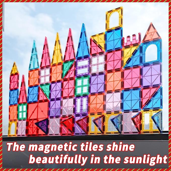 Magnetic Tiles for Toddlers - Building Blocks for Preschool Montessori Learning, Ideal Sensory Toys for Kids Aged 3-8
