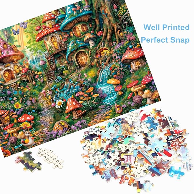 500 Piece Puzzles for Adults Mushroom Village 20.5 x 15 Inch 500 Piece Jigsaw Puzzles for Kids Adults Puzzles 500 Pieces for Adults Holiday Educational Challenge Toy