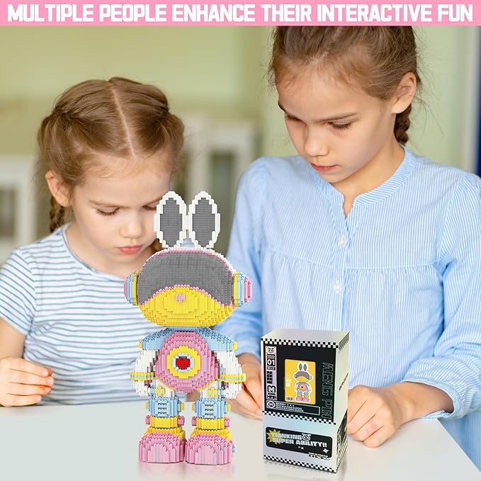 Rabbit Animal Micro Building Blocks Set for Adults Space Girl Cute Large Sets Toys Gift Kids 7550 Pieces 55cm High Series
