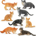Toymany 8PCS Grey & Orange Cat Figurines Set, Realistic Cat Figures Kitten Toys, Cat Cake Toppers Halloween Christmas Birthday Gift for Kids Children