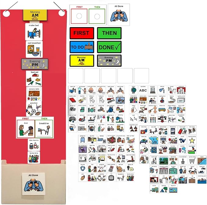 Visual Schedule for Kids – 133 Durable Plastic Picture Cards with Soft Loop Coins | Daily Routine & Chore Reward Chart for Home, School, Autism, ADHD & Special Needs Behavior Support