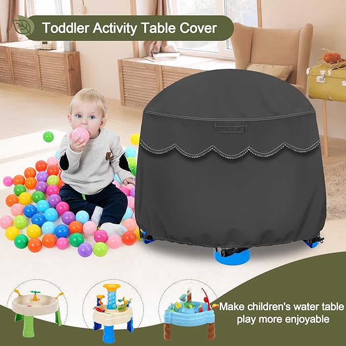 Kids Water Table Cover Fit Little Tikes Fish 'n Splash Water Table, Waterproof Dust Proof Outdoor Toys -Cover only,34"Dx20"H (Grey)