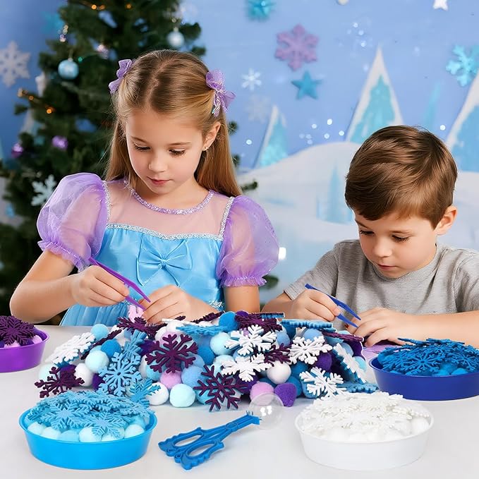209 Pcs Winter Sensory Bin Items Winter Snowflake Counting Sorting Sensory Bin Filler Fine Motor Toys Frozen Snowflake Counts Winter Xmas Counting Toys for Preschool Education Activities