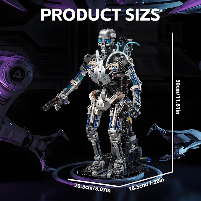 Mechanical Skeleton Robot Building Block Toy 692+Pieces Twistable Body and Poseable Design Creative STEM Toy for Kids and Adults