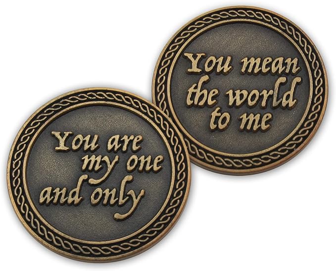 Bulk Set of 3 Romantic Love Expression Coins, You are My One & Only, You Mean The World to Me, Anniversary Pocket Tokens for Date Night, Love Gift for Men & Women, from Him or Her