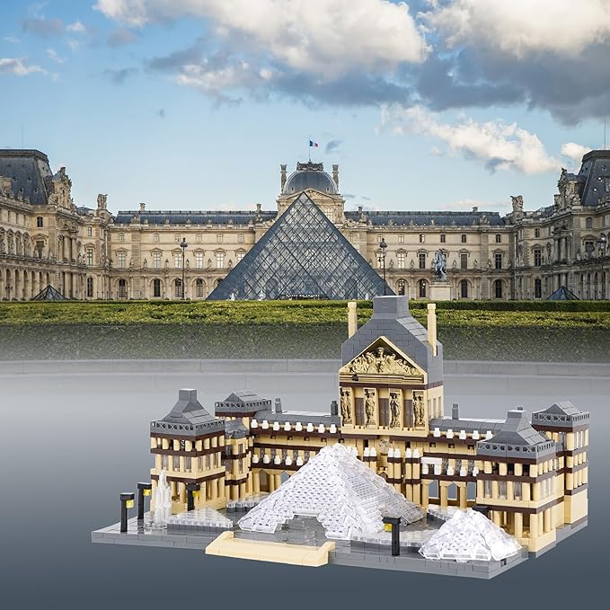 Architecture Louvre Micro Building Blocks Set, 3377 PCS World Famous Architectural Model Educational Toys Building Bricks
