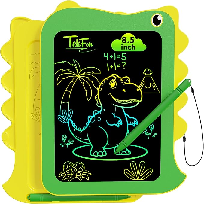 TEKFUN LCD Writing Tablet for Kids, Doodle Board Drawing Pad, Dinosaur Toys for Kids, Travel Toys for 3 4 5 6 Year Old Boys Girls, Easter Birthday Christmas Gifts (8.5in Green)