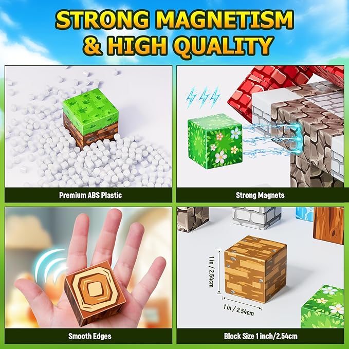 Magnetic Blocks, Magnetic Building Blocks,STEM Constructions Magnet Blocks for Kids, Boys and Girls Age 3+ Years Old, Building Toys Gifts for Kids 84PCS 1" Large Size