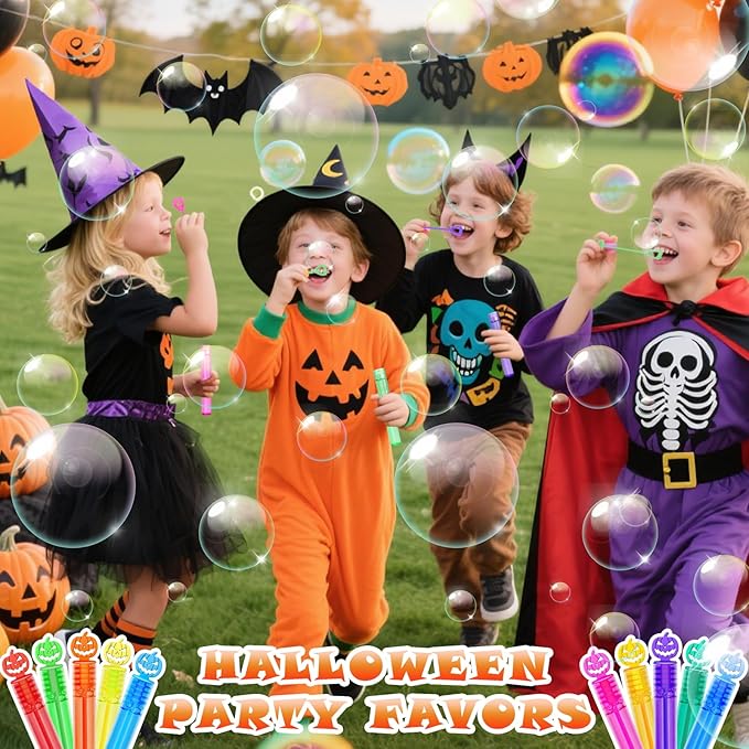 400 Piece Halloween Party Favor Bubbles, Halloween Bubble Wands Bulk for Kids Party Favor Supplies, Trick or Treat Goodie Bags, School Classroom Game Rewards, Halloween Miniatures