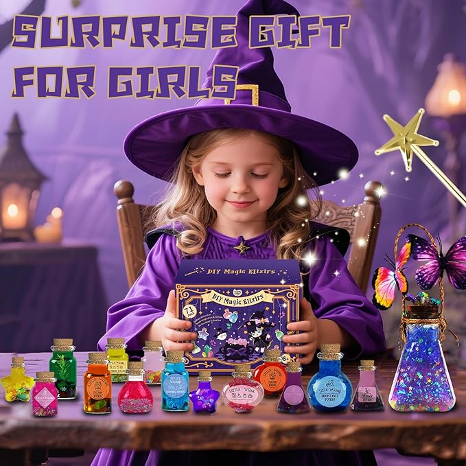 KIDDYCOLOR Magic Potion Kit for Kids - 22 Mixed Fairy Potion Bottles, Art Craft & Decoration Toys for Girls Ages 6 7 8 9 10 12+ Year Magical Workshop Kit for Boys Girls Birthday Party Gift, Christmas