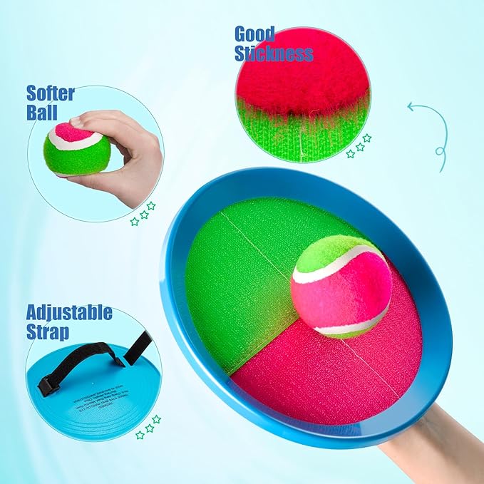 PlayZap Toss and Catch Ball Set Upgraded - Toddler Toys Kids Games for Whole Family - Water-Resistant Great for Beach Pool Yard Outdoor Games - Gift for 3 4 5 6 7 8 9 10 11 12+ Years Old Boys Girls