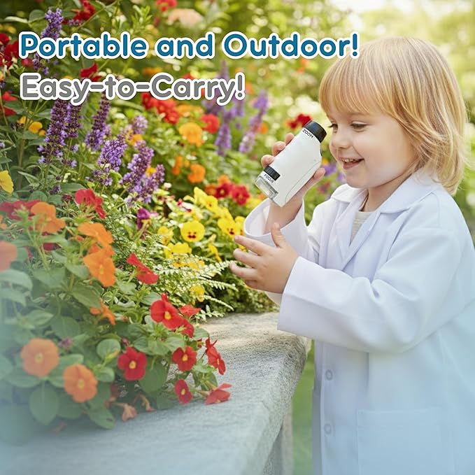 Microscope for Kids, 60x-120x, Kids Microscope, Science Toys, Science Kits, Handheld, Pocket Miniscope, Portable Mini Scope, Explorer Set, Gift