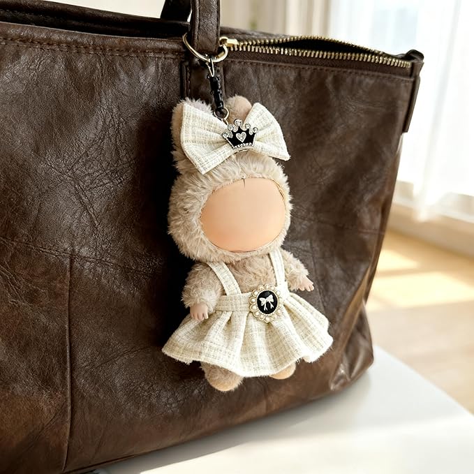 Clothes for LABUBU 17cm Doll (NO Doll), Outfit for LABUBU, Dress and Hairpin Set for LABUBU Dress Up, Fashion and Premium Dolls Accessories for LABUBU (Style F)