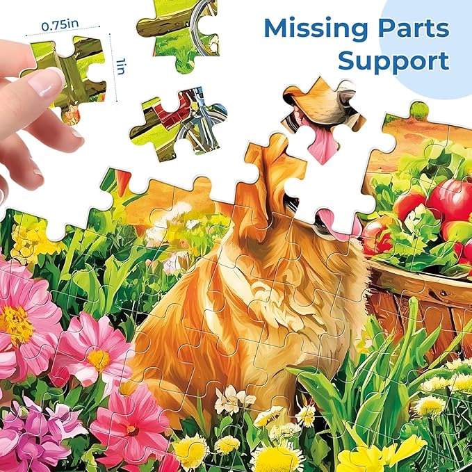 Puzzles for Adults 500 Pieces,Spring Farm Vegetable Theme Puzzle for Adults,500 Pieces Cute Golden Retriever Jigsaw Puzzles for Kids Seniors,Challenging Family Games & Holiday Party Gifts,20.5x15 in